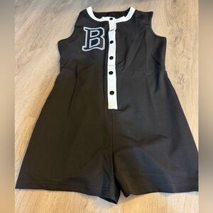 Varsity Style Baseball Romper Letter B Athletic One Piece Large